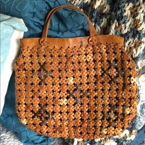 VINTAGE Leather Laced Diecut Handbag